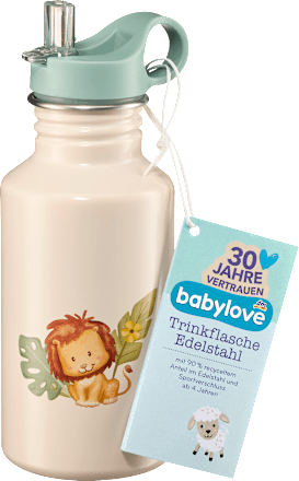 Trinkflasche Kinder Edelstahl beige Löwe, 1 St