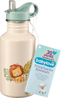 Trinkflasche Kinder Edelstahl beige Löwe, 1 St