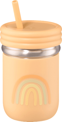 Trinkhalmbecher Edelstahl/Silikon apricot, 300 ml, 1 St