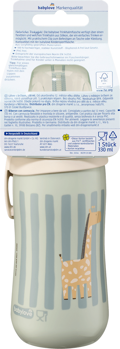 babylove Trinkhalmflasche mintgrün, 330ml, 1 St