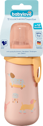 Trinkhalmflasche rosa, 330ml, 1 St