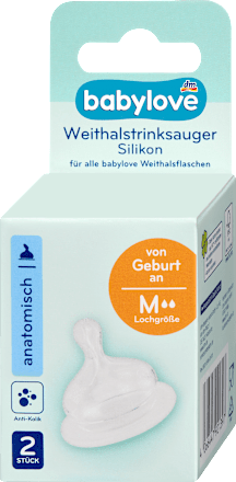 Trinksauger Weithals Silikon, anatomisch Gr. M , von Geburt an, 2 St