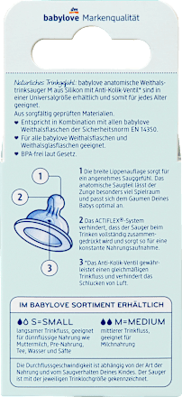 Trinksauger Weithals Silikon, anatomisch Gr. M , von Geburt an, 2 St