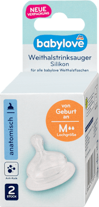 Trinksauger Weithals Silikon, Gr. M, anatomisch, Universalgröße, von Geburt an, 2 St babylove