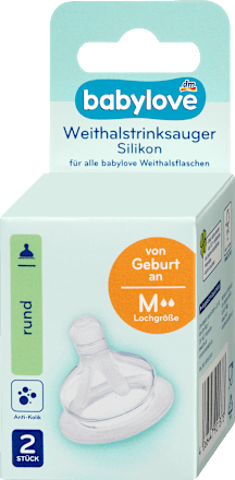 Trinksauger Weithals Silikon, rund Universal Gr. M, von Geburt an, 2 St