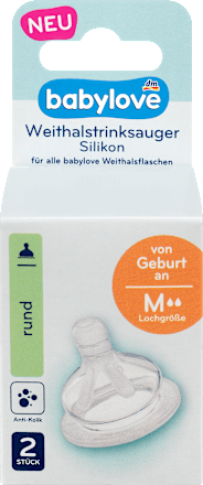 Trinksauger Weithals Silikon rund Universalgröße M, von Geburt an, 2 St babylove