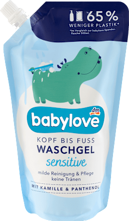 babylove Waschgel Kopf bis Fuß sensitive Nachfüllpack, 500 ml