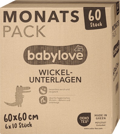 babylove Wickelunterlage 60x 60 cm Monats Pack, 60 St