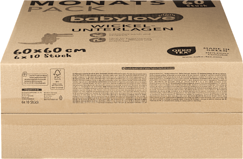 babylove Wickelunterlage 60x 60 cm Monats Pack, 60 St