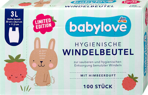 babylove Windelbeutel hygienisch mit Himbeerdurft, 100 St