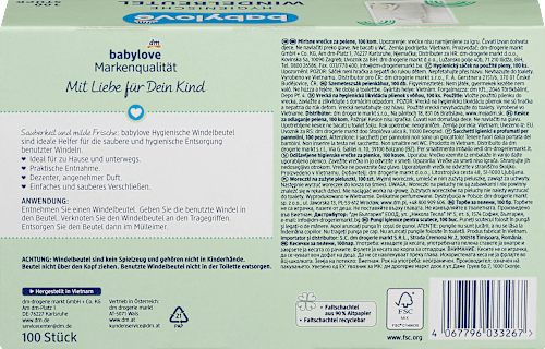 Luiertasjes met frisse geur, 100 stuks