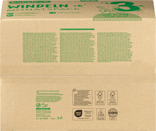 babylove Windeln Gr. 3 midi (4-9 kg) Monatspack, 144 St