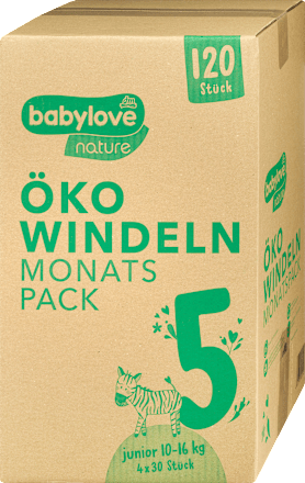 Windeln nature Öko, Gr. 5 Junior (10-16 kg), Monatsbox, 120 St