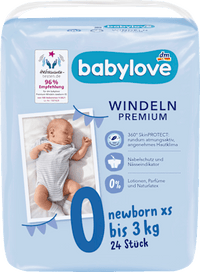 Premium luiers maat 0 pasgeboren XS (tot 3 kg), 24 stuks