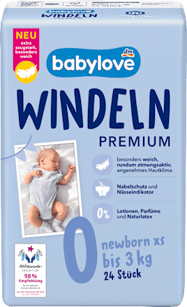 Windeln Premium Gr. 0 newborn xs (bis 3 kg), 24 St