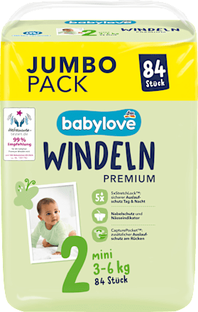 Windeln Premium Gr. 2 mini (3-6 kg), Jumbo Pack, 84 St