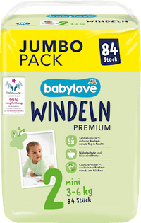 Windeln Premium Gr. 2 mini (3-6 kg), Jumbo Pack, 84 St