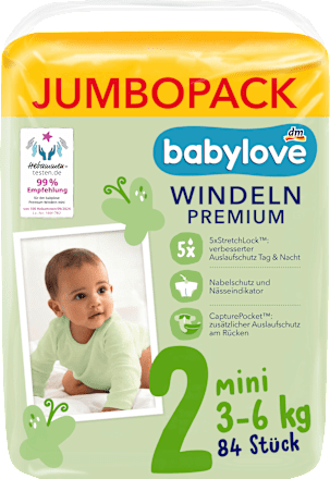 Premium luiers maat 2 mini (3-6 kg), jumbopak, 84 stuks