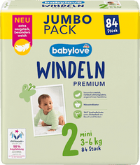 Windeln Premium Gr. 2 mini (3-6 kg), Jumbopack, 84 St