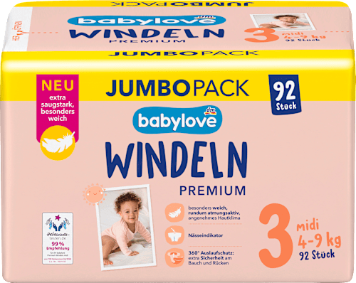 babylove Windeln Premium Gr.3 midi (4-9 kg) Jumbopack, 92 St