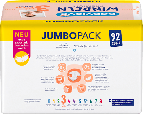 babylove Windeln Premium Gr.3 midi (4-9 kg) Jumbopack, 92 St