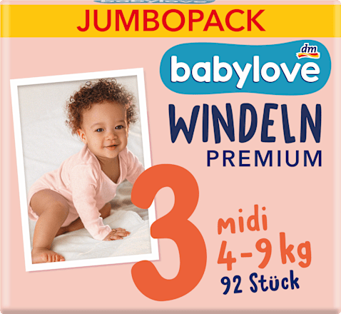Windeln Premium Gr. 3 midi (4-9 kg), Jumbopack, 92 St
