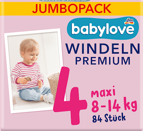 Premium luiers maat 4 Maxi (8-14 kg), Jumbo Pack, 84 stuks