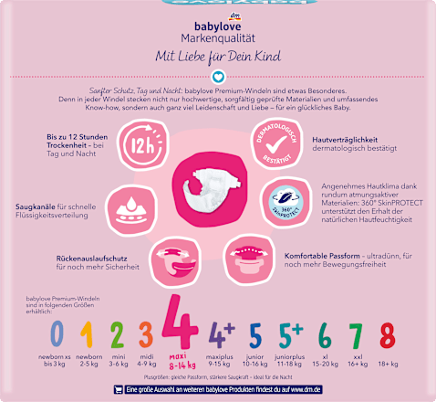 Premium luiers maat 4 Maxi (8-14 kg), Jumbo Pack, 84 stuks