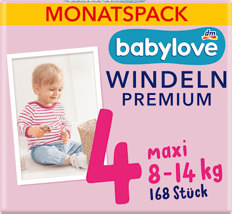 Windeln Premium Gr. 4 Maxi (8-14 kg), Monatspack, 168 St