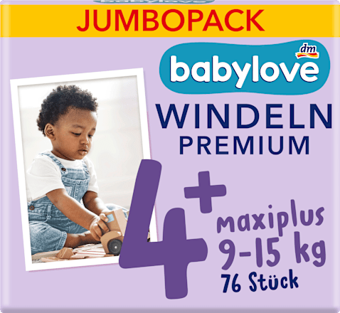 Premium luiers maat 4+ Maxiplus (9-15 kg), Jumbo Pack, 76 stuks