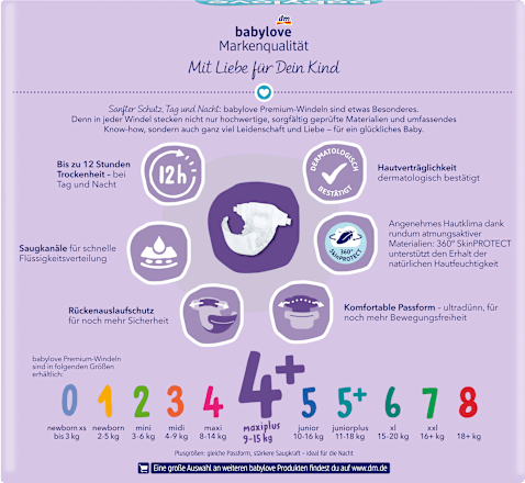 Premium luiers maat 4+ Maxiplus (9-15 kg), Jumbo Pack, 76 stuks