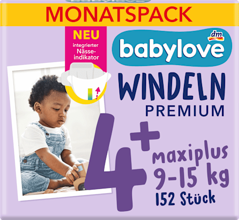 Windeln Premium Gr. 4+ maxiplus (9-15 kg), Monatspack, 152 St