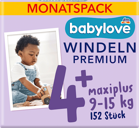 Windeln Premium Gr. 4+ Maxiplus (9-15 kg), Monatspack, 152 St