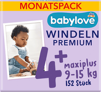 Windeln Premium Gr. 4+ Maxiplus (9-15 kg), Monatspack, 152 St