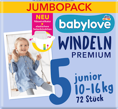 babylove Windeln Premium Gr. 5 junior (10-16 kg), Jumbopack, 72 St