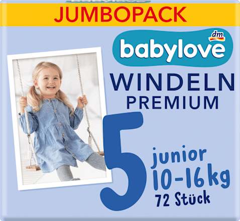 Windeln Premium Gr. 5 Junior (10-16 kg), Jumbopack, 72 St