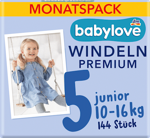 Premium luiers maat 5 Junior (10-16 kg), maandverpakking, 144 stuks