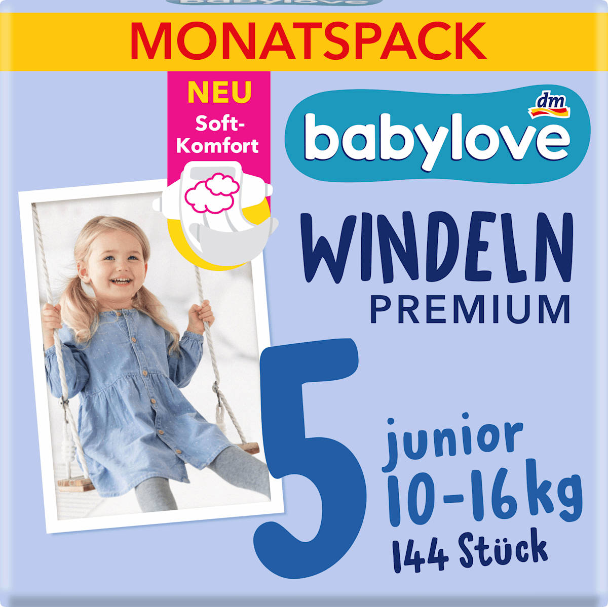 babylove Windeln Premium Gr. 5 junior (10-16 kg) Monatspack, 144 St
