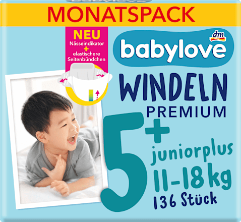 Windeln Premium Gr. 5+ junior+ (11-18 kg), Monatspack, 136 St