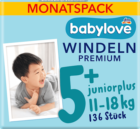 Premium luiers maat 5+ Juniorplus (11-18 kg), maandverpakking, 136 stuks