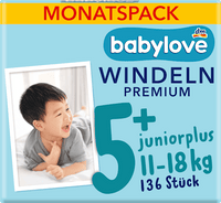 Premium luiers maat 5+ Juniorplus (11-18 kg), maandverpakking, 136 stuks