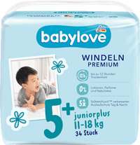 Premium luiers maat 5+, Juniorplus, 11-18 kg, 34 stuks