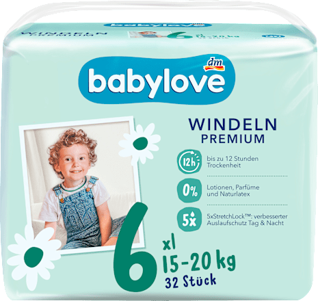 Windeln Premium Gr. 6, XL, 15-20 kg, 32 St babylove