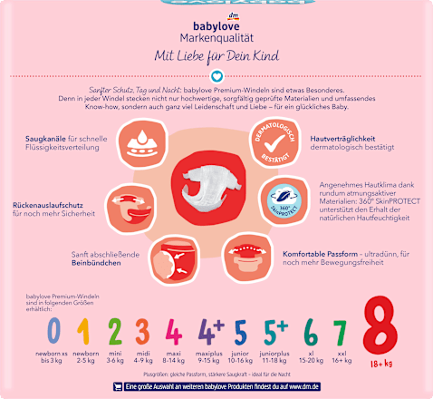 Premium luiers maat 8 (18+ kg), Jumbo Pack, 56 stuks