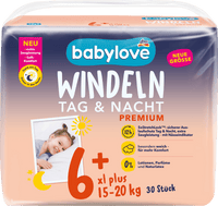 babylove Windeln Premium Tag & Nacht Gr. 6+ xl plus (15-20 kg), 30 St