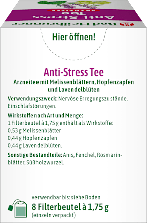 Medicinale thee, anti-stress thee (8 zakjes), 14 g