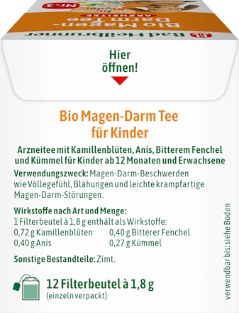 Arzneitee, Bio Magen-Darm Tee für Kinder (12 Beutel), 21,6 g