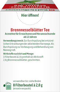 Arzneitee, Brennesselblätter Tee (8 Beutel), 16 g