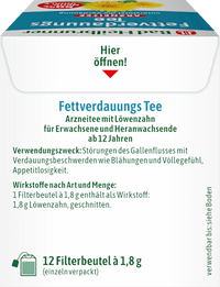 Arzneitee, Fettverdauungs Tee (12 Beutel), 21,6 g