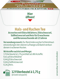 Arzneitee, Hals- & Rachen Tee (12 Beutel), 21 g